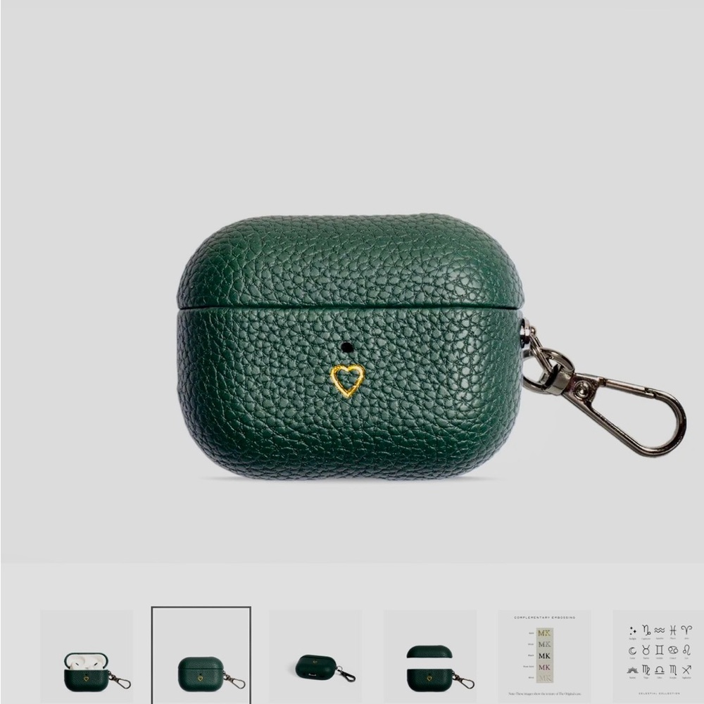Green Leather AirPods Case with clip, 2nd Generation, new